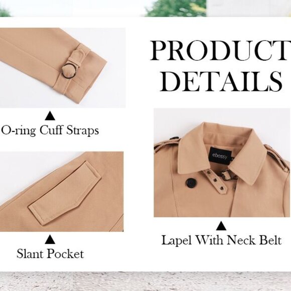 NWT Women's Posh Double Breasted Duster Slim Full Length Maxi Trench Coat - L - Picture 6 of 9